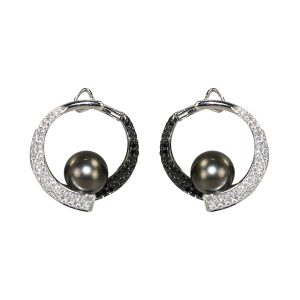 Tahitian Pearl & Diamond Earrings