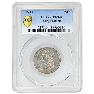 1831 25C Capped Bust Quarter Rare Coin, PCGS PR64 Large Letters 