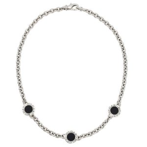 18K White Gold Bvlgari Black Onyx White Gold Necklace, 29.9gr