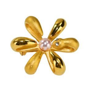 Synthetic Pearl and Diamond Stimulants Brooch
