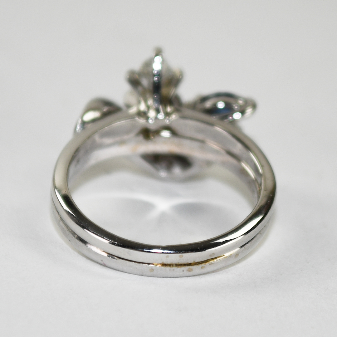 14K White Gold Vintage Sapphire & Diamond Ring 4.1g - Image 4