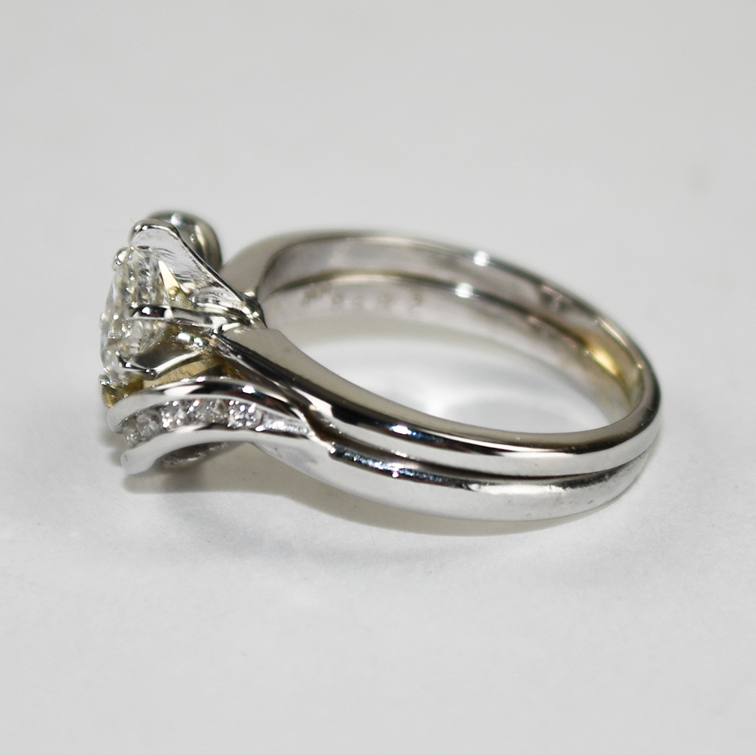 14K White Gold Vintage Sapphire & Diamond Ring 4.1g - Image 5