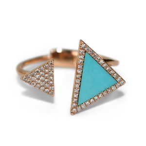 Synthetic Turquoise and Natural Diamond Ring