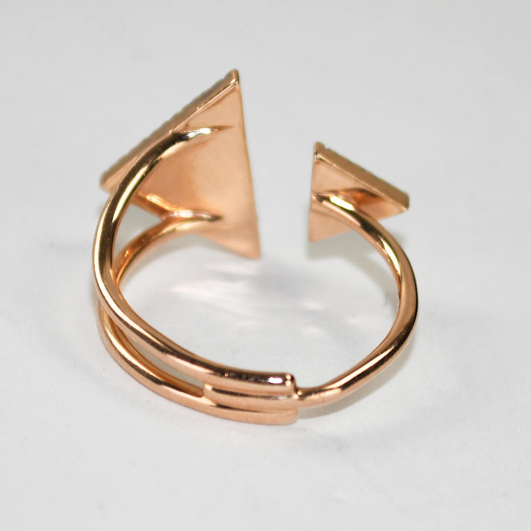 14K Rose Gold Synthetic Turquoise & Natural Diamond Ring 3g - Image 4