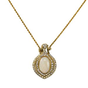 Opal and Diamond Pendant Necklace