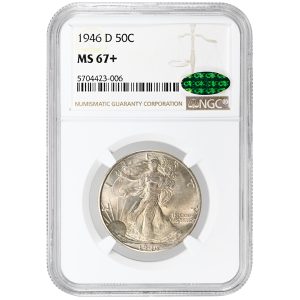 1946-D 50C Walking Liberty Half Dollar NGC MS67+ CAC