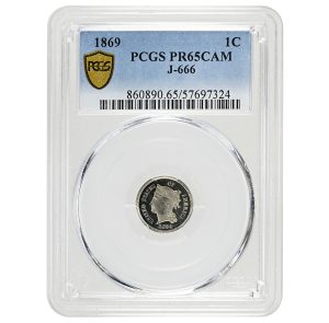 1869 1C PCGS PF65CAM Rare Coin, J-666 Patterns