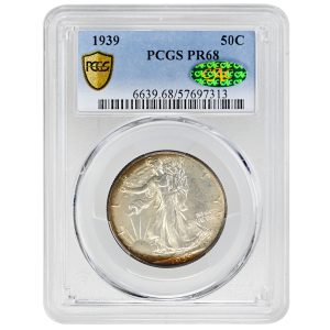 1939 50C Walking Liberty Half Dollar Rare Coin, PCGS PR68 CAC 