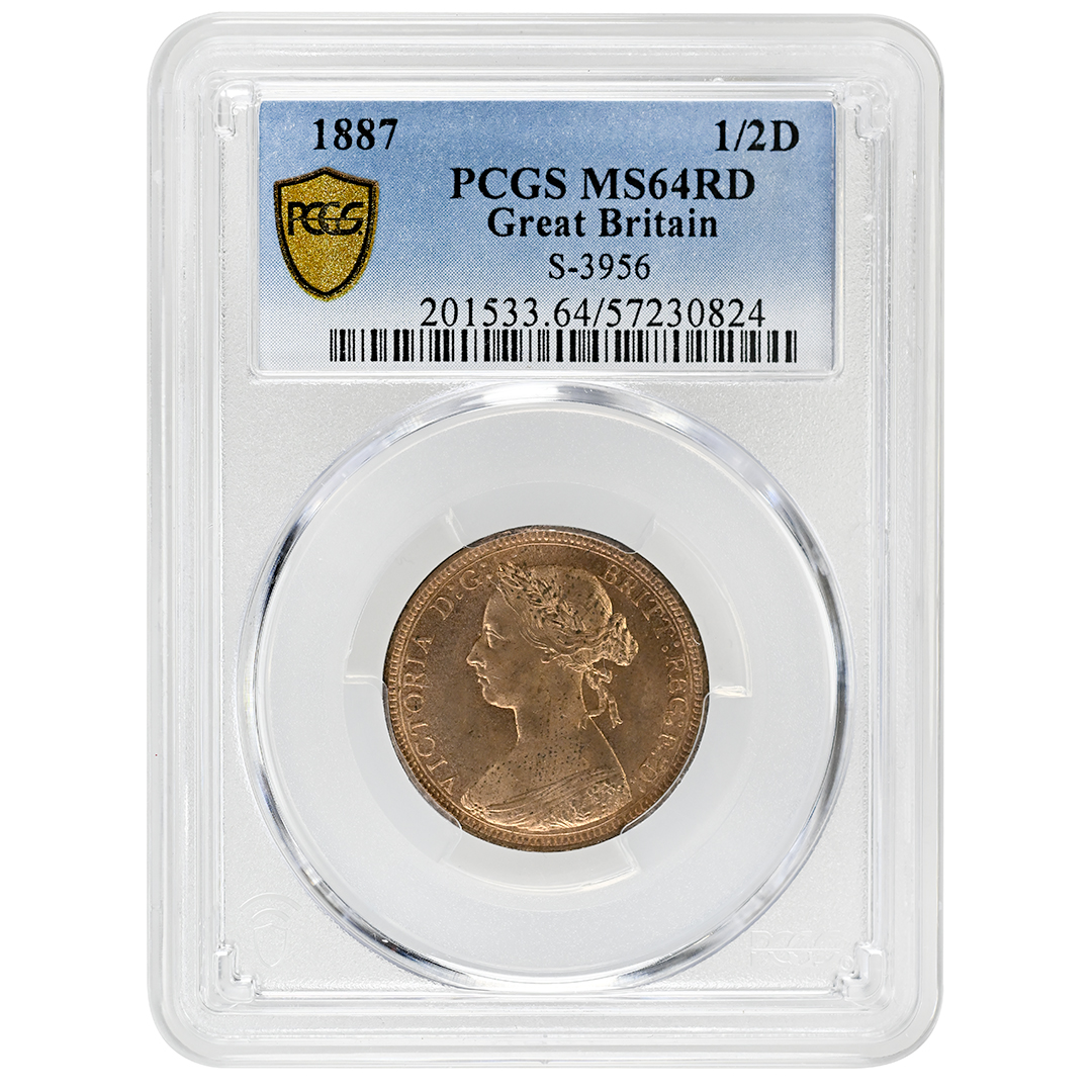 1887 1/2D Victoria Rare Coin, PCGS MS64RD