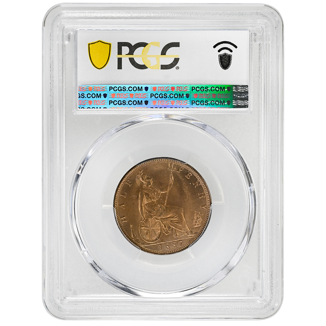 1887 1/2D Victoria Rare Coin, PCGS MS64RD