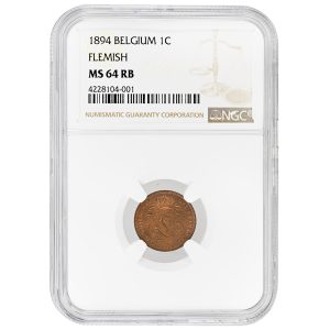1894 1C Belgium NGC MS64RB, Leopold II