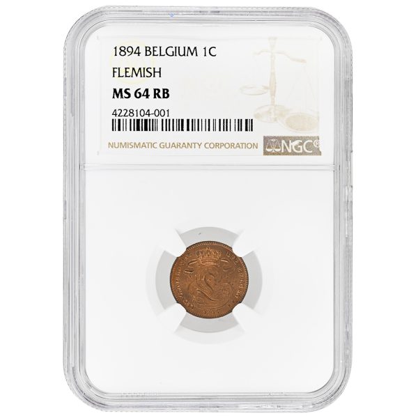 1894 1C Belgium NGC MS64RB, Leopold II