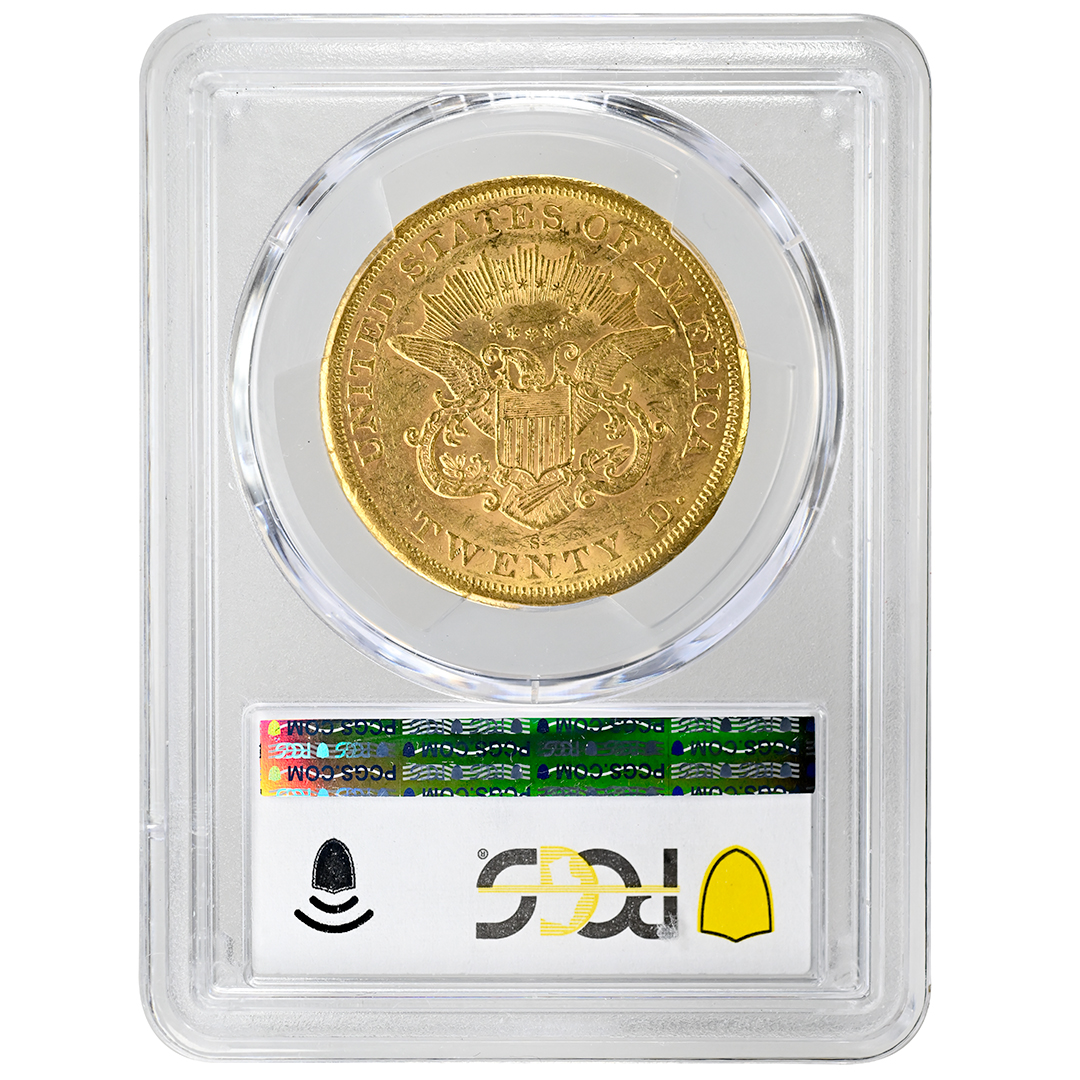 1866-S $20 Liberty Head Rare Coin PCGS AU55
