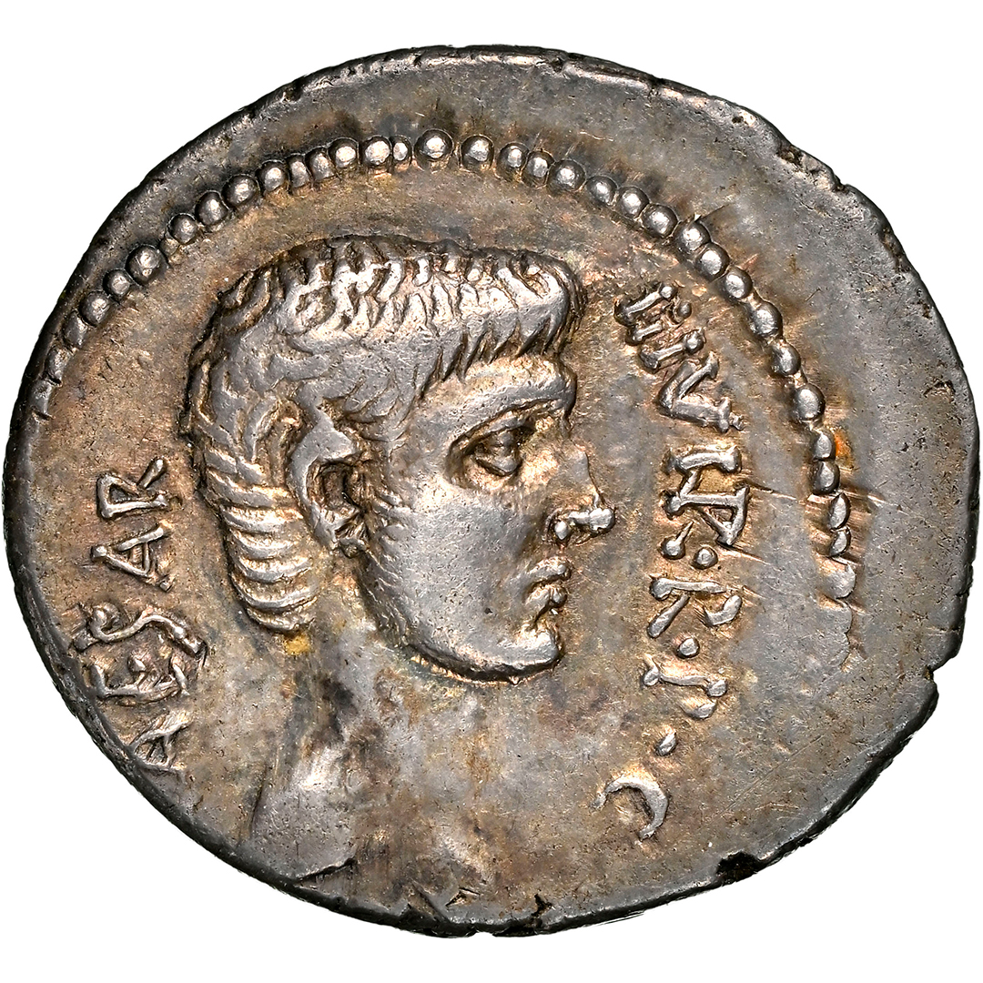 ROMAN IMPERATORIAL Octavian Augustus AR Denarius NGC Ch VF