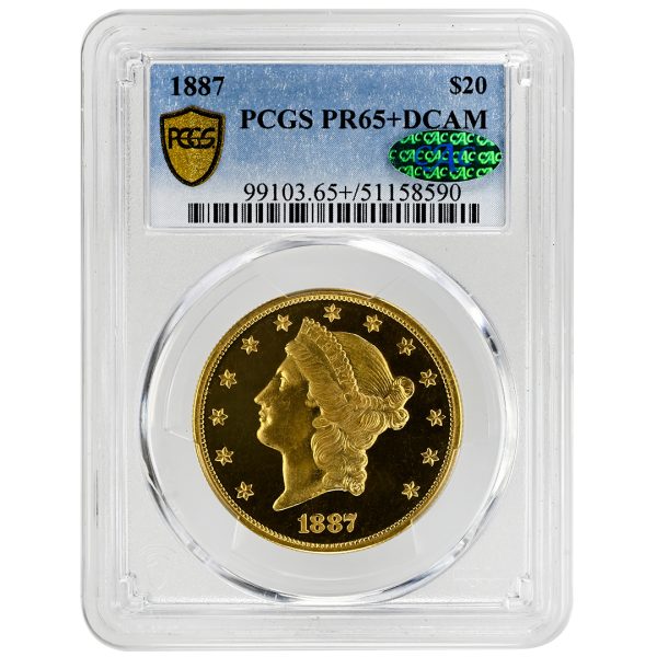 1887 $20 Liberty Head PCGS PR65+DCAM CAC