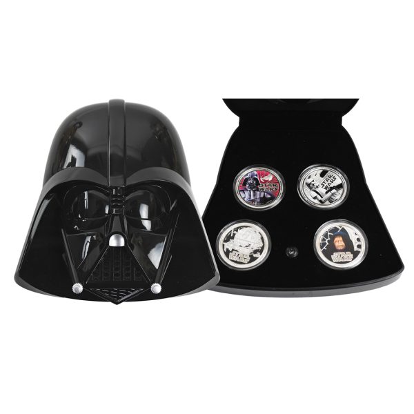 2011 Niue Star Wars (4) 1 oz Silver Coin Set Proof Colorized Darth Vader Helmet