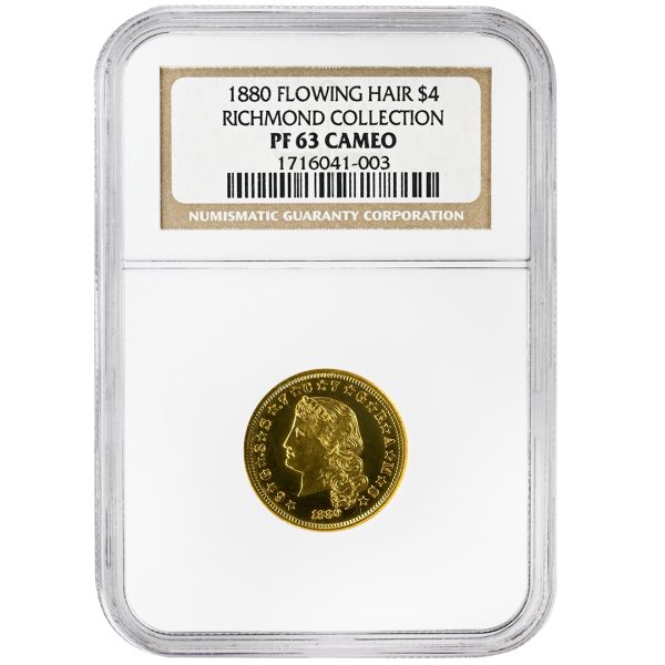1880 $4 Stella NGC PF3CAMEO Flowing Hair