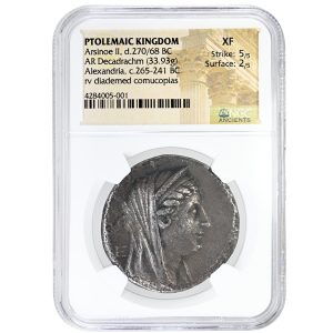PTOLEMAIC KINGDOM, Arsione II 270/68 BC  AR Decadrachm 33.93g Alexandria