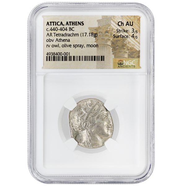 Attica Athens Tetradrachm NGC ChAu Strike 3/4 Surface 4/5