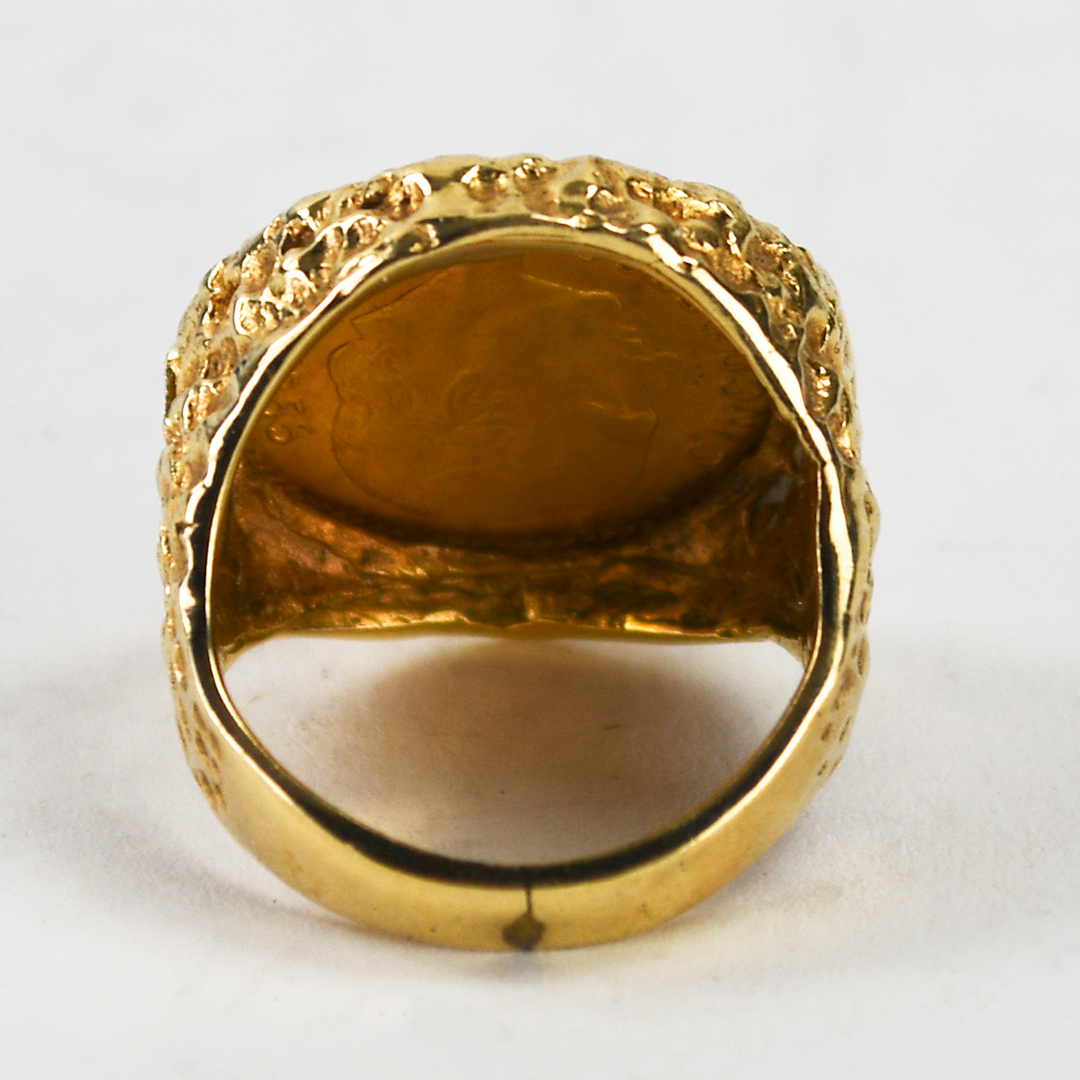 10K Yellow Gold Mexico Gold 5 Peso Ring 12g - Image 4