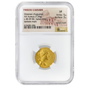 Roman Empire TWELVE CAESARS NGC VF, Octavian(Augustus) AV Aureus c.30-29BC Italian mint