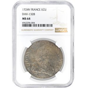1724-A Écu de France KM-4 NGC MS64 Juvenile Bust Right Silver Crown
