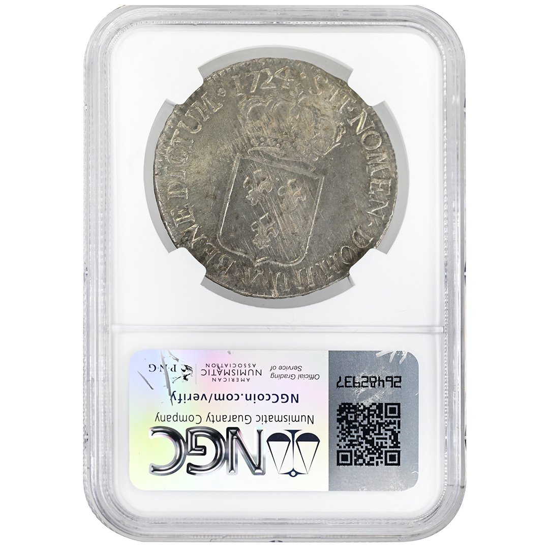 1724-A Écu de France KM-4 NGC MS64 Juvenile Bust Right Silver Crown