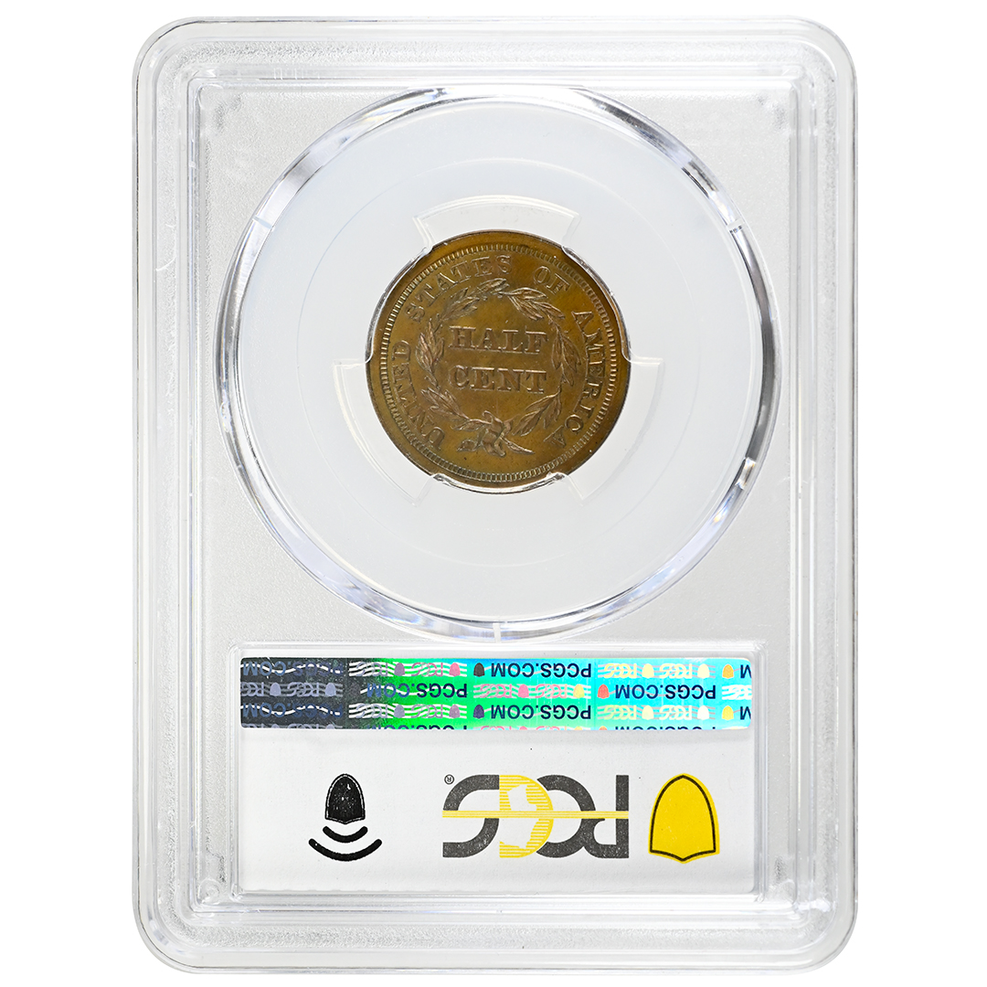 1852 1/2C Braided Hair Half Cent Rare Coin PCGS PR65+BN CAC
