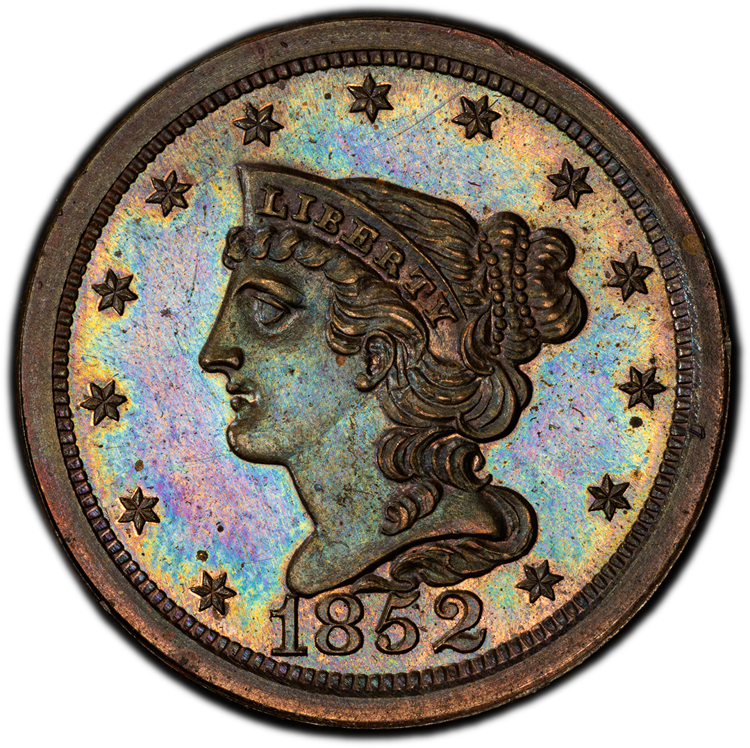 1852 1/2C Braided Hair Half Cent Rare Coin PCGS PR65+BN CAC