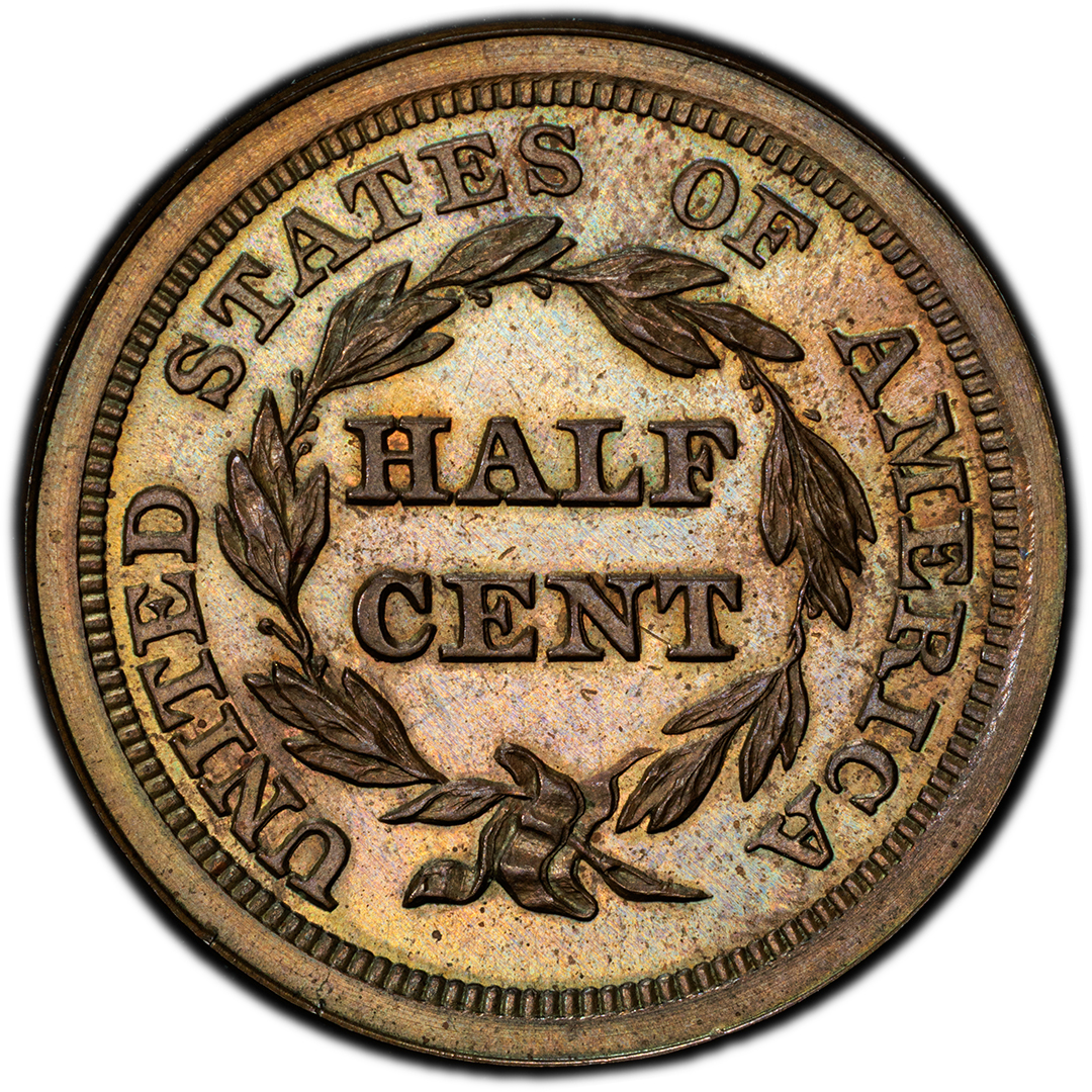 1852 1/2C Braided Hair Half Cent Rare Coin PCGS PR65+BN CAC