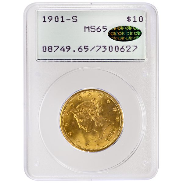 1901-S $10 Liberty Head PCGS MS65 CAC RATTLER HOLDER!