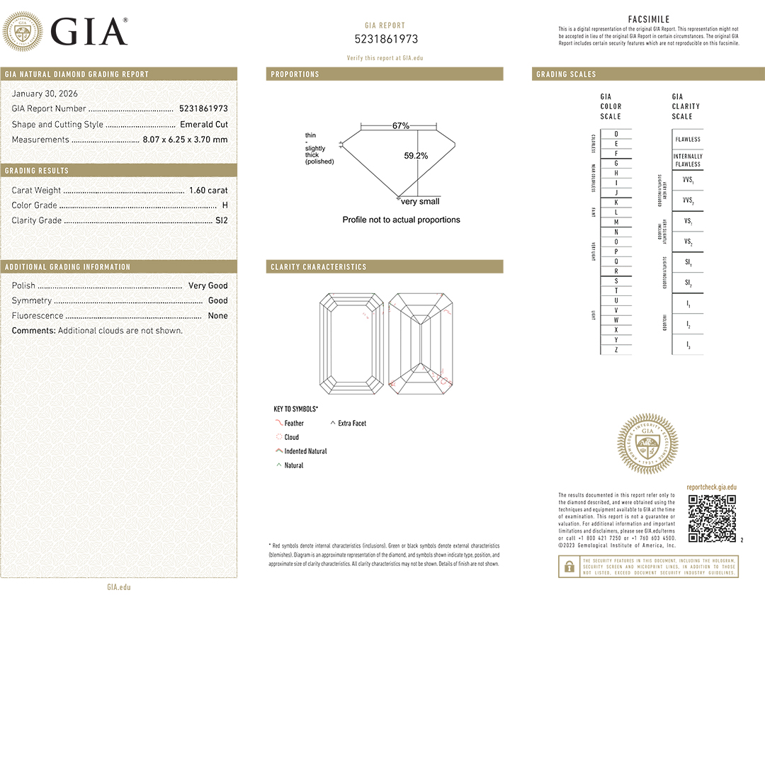 GIA Certified Emerald Cut Loose Diamond 1.60ct - Image 5