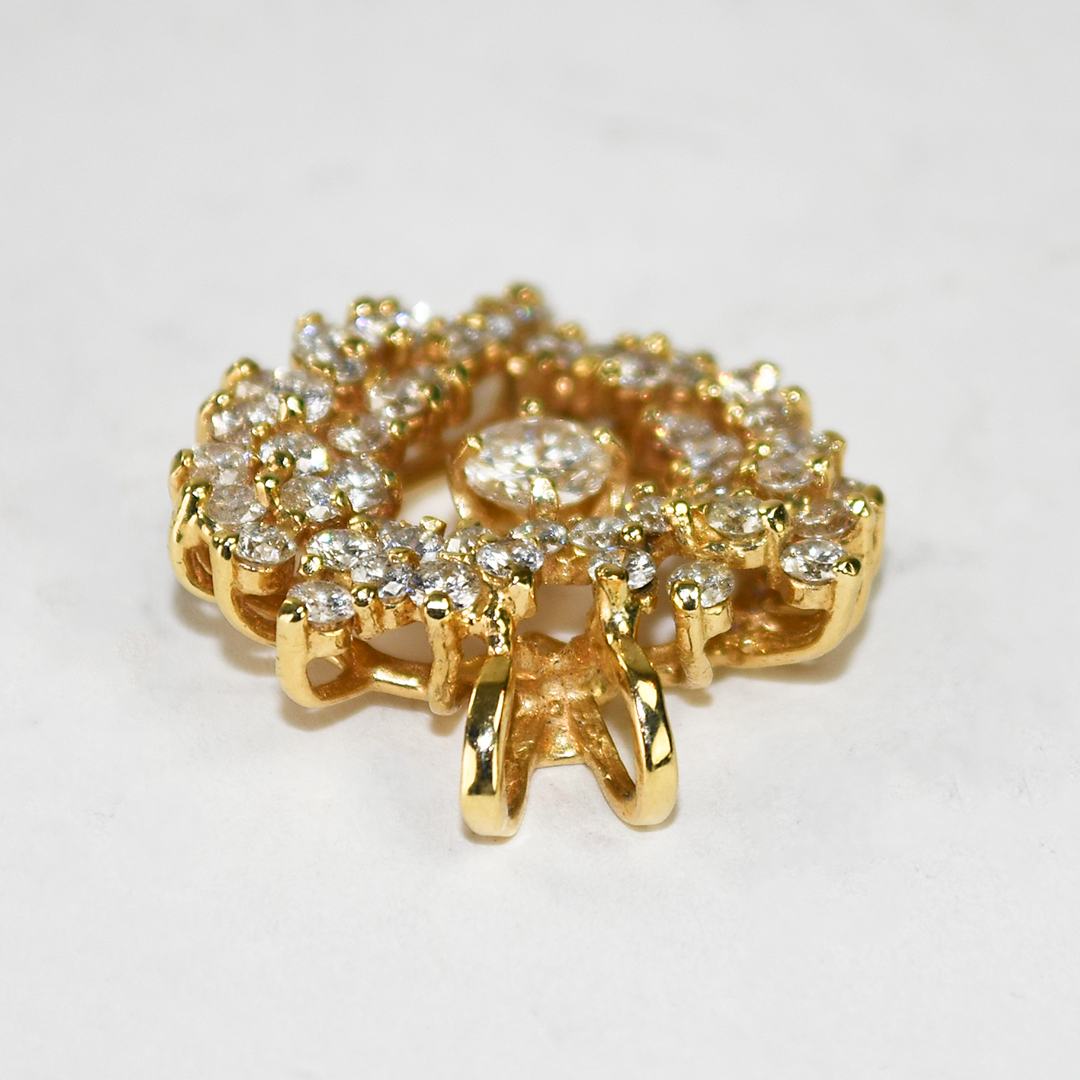 14K Yellow Gold Diamond Cluster Heart Pendant 1.40ct - Image 5