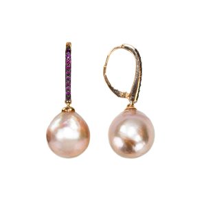 Pink Pearl and Amethyst Earrings
