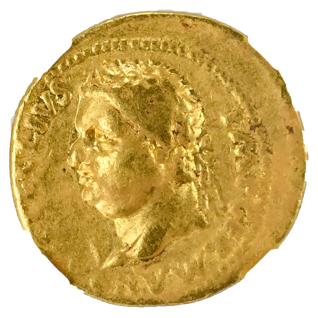 ROMAN EMPIRE Vitellius AD 69 AV Aureus NGC Ch F Spanish Mint Reverse Victory with SPQR Shield Rare Roman Gold Coin