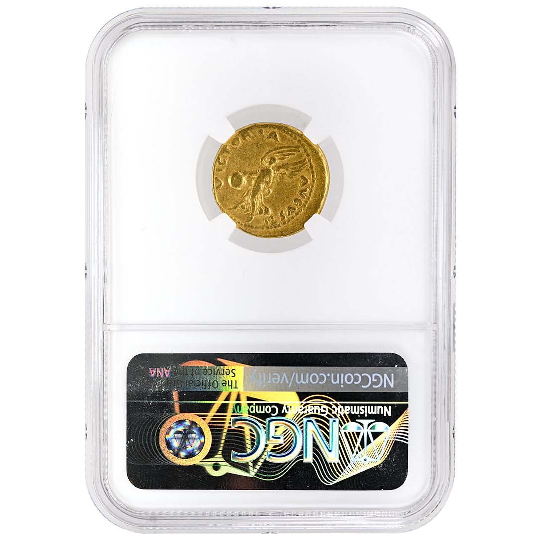 ROMAN EMPIRE Vitellius AD 69 AV Aureus NGC Ch F Spanish Mint Reverse Victory with SPQR Shield Rare Roman Gold Coin - Image 4