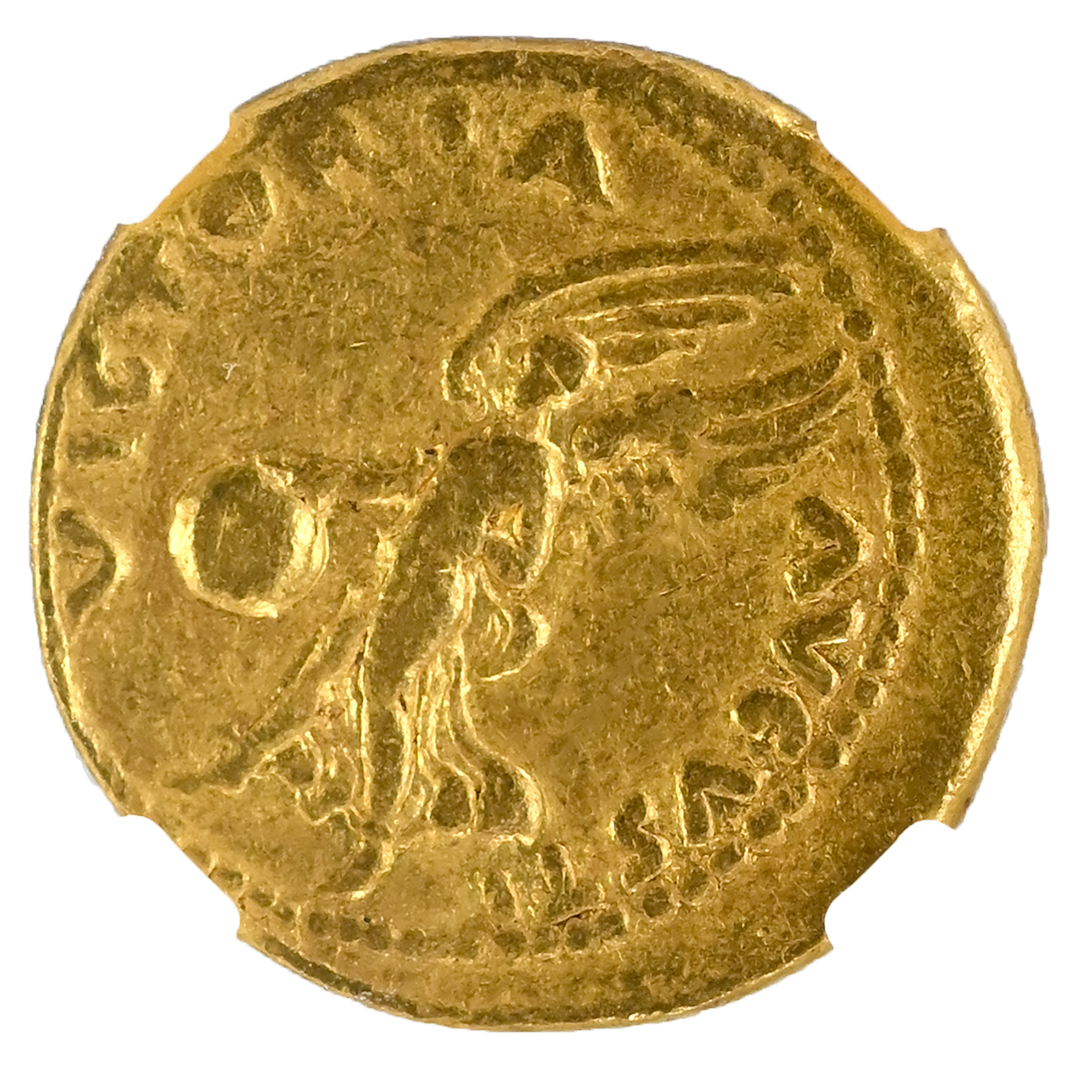 ROMAN EMPIRE Vitellius AD 69 AV Aureus NGC Ch F Spanish Mint Reverse Victory with SPQR Shield Rare Roman Gold Coin - Image 3