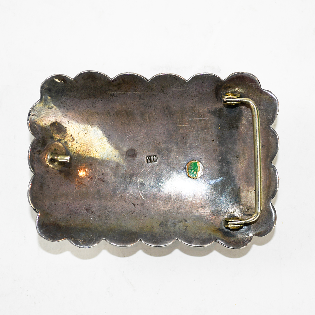 Native American Sterling Silver Turquoise Buckle 4.4ozt - Image 6