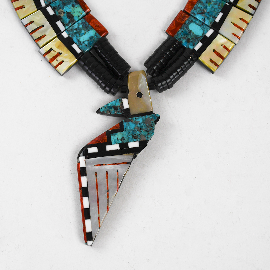 Native American Sterling Silver Multi-Stone Necklace - Image 2