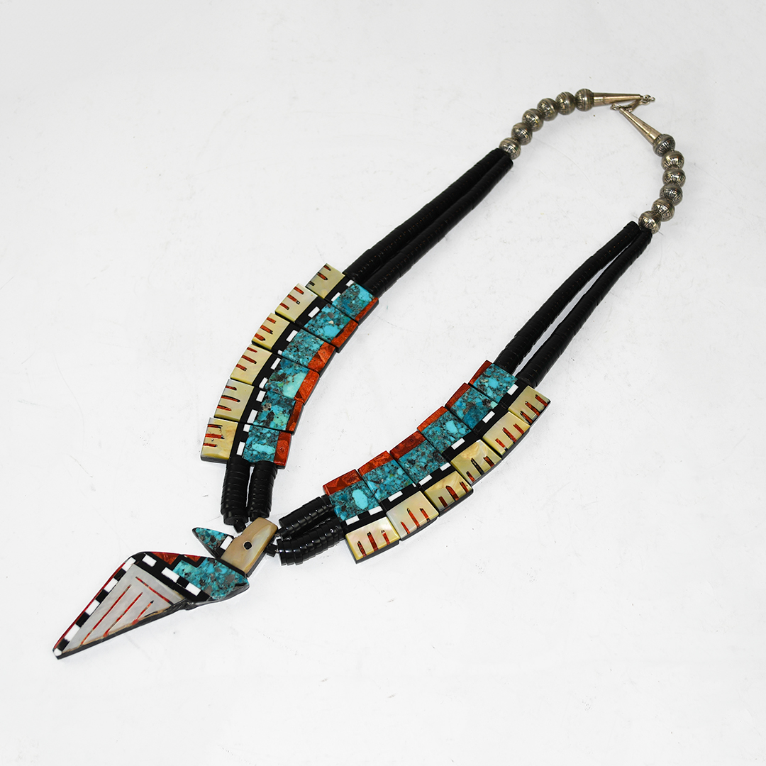 Native American Sterling Silver Multi-Stone Necklace - Image 7