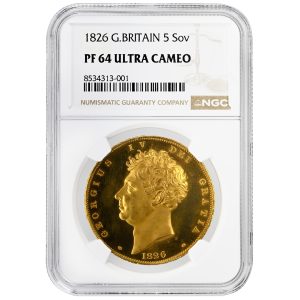 1826 5 Sovereign, GREAT BRITAIN, NGC PF64UCAM George IV