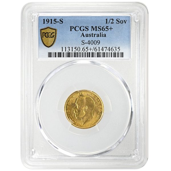 1915-S 1/2 Sovereign, PCGS MS65+ Australia, George V