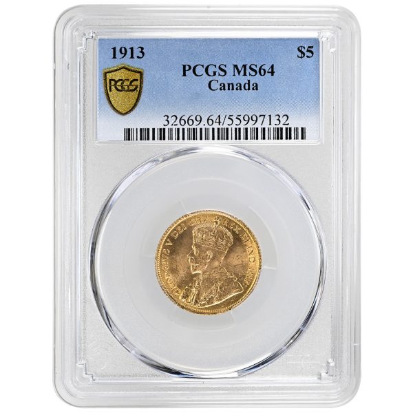 1913 $5 CANADA PCGS MS64, George V