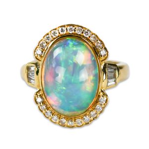 Australian Opal and Diamond Ring