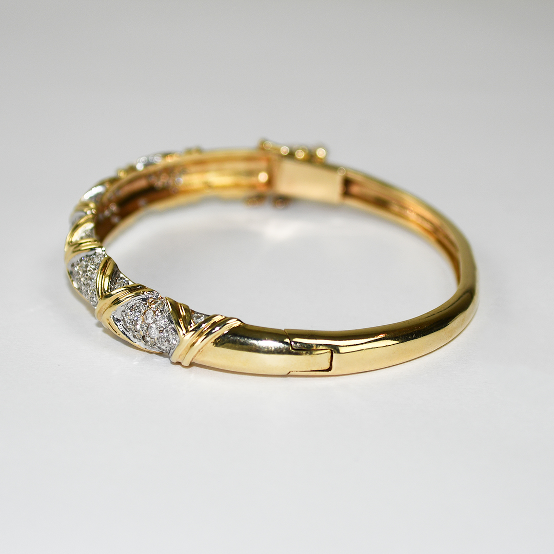 14K Yellow Gold Diamond Bangle 1.50ct - Image 4
