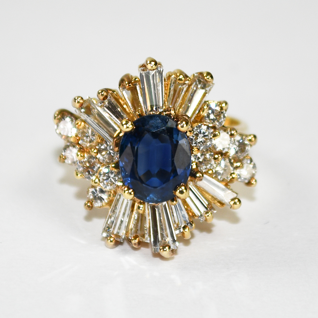 14K Yellow Gold Sapphire and Diamond Jewelry Set - Image 2
