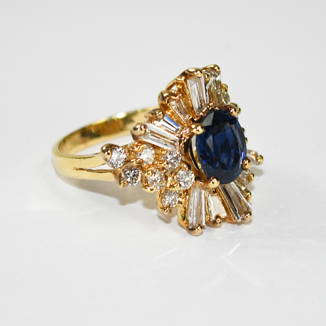 14K Yellow Gold Sapphire and Diamond Jewelry Set - Image 3