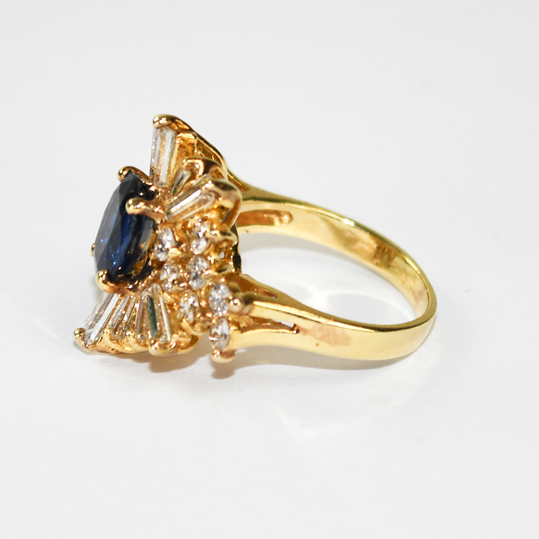 14K Yellow Gold Sapphire and Diamond Jewelry Set - Image 6