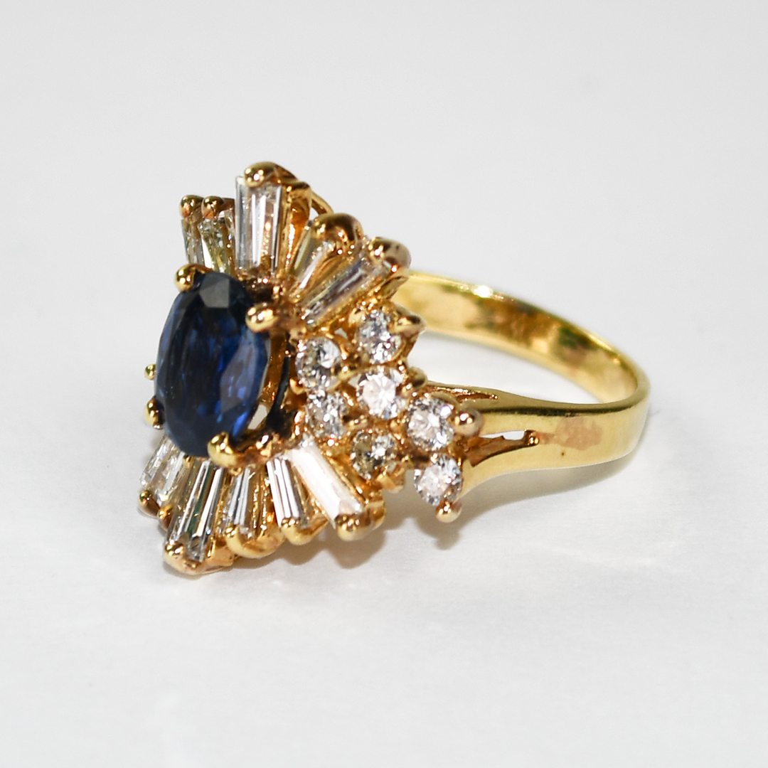 14K Yellow Gold Sapphire and Diamond Jewelry Set - Image 7