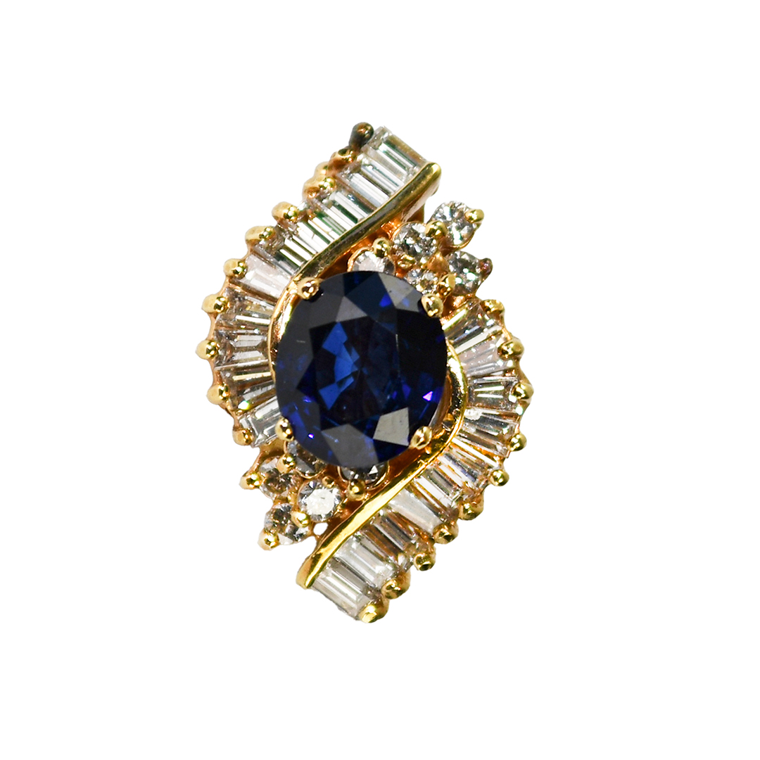 14K Yellow Gold Sapphire and Diamond Jewelry Set - Image 8